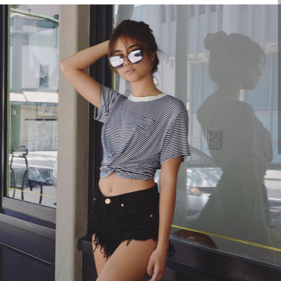 Blanc de Blanc striped cropped tee NWOT - Picture 1 of 6